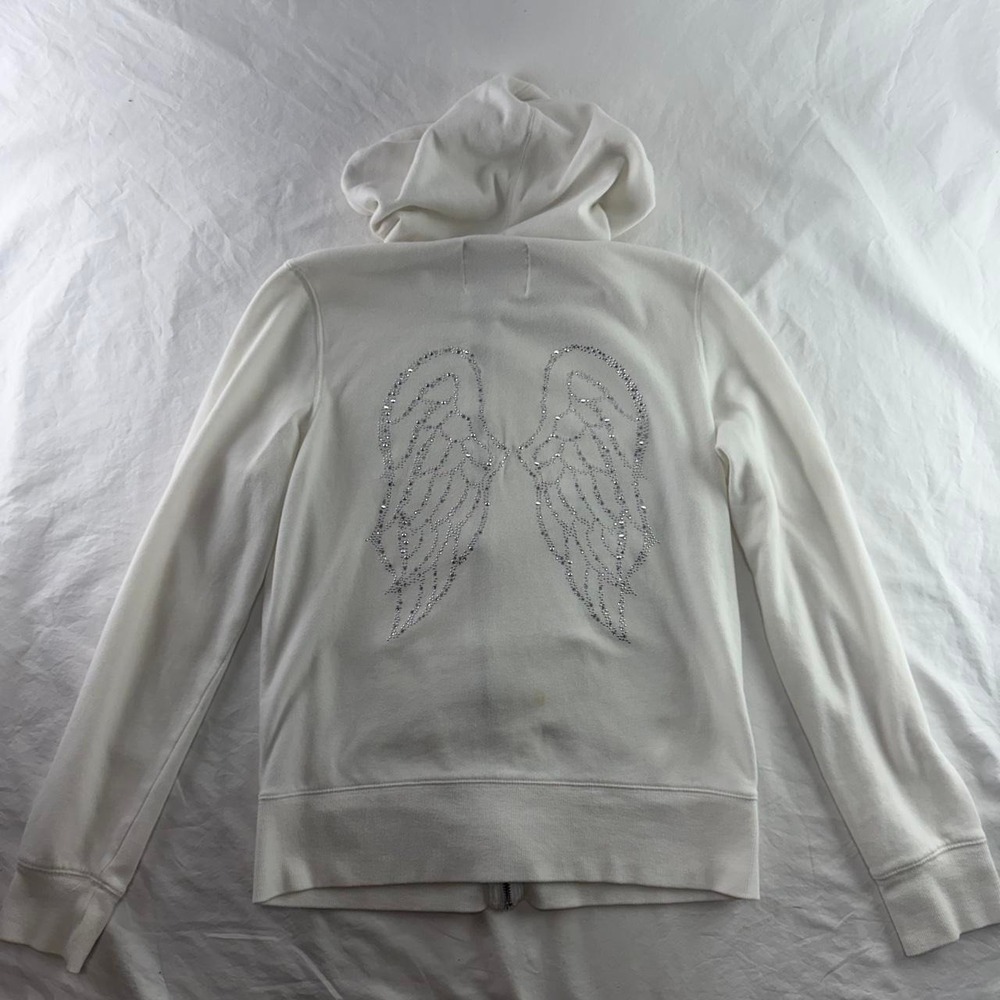 Victoria's Secret Supermodel Essentials Bling Angel Wings Full Zip Hoodie Sz L